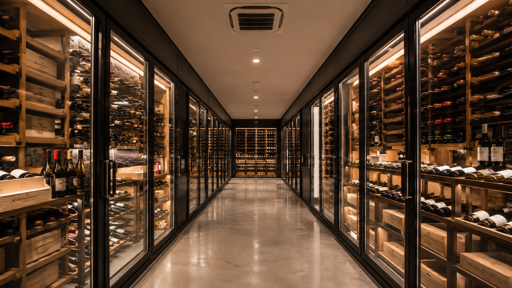 Commercial climate controlled wine storage facility